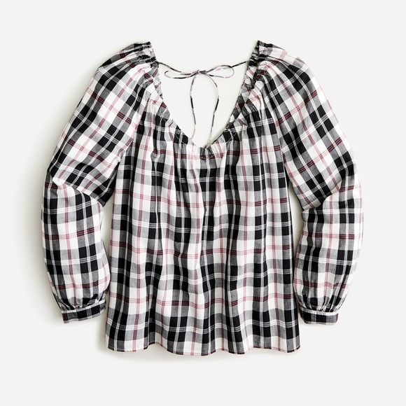 J. CREW V-neck top in Friday plaid - Picture 1 of 8